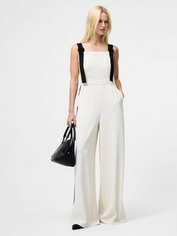 French Connection Mara Vinnie Pinstripe Suiting Jumpsuit, White/Multi