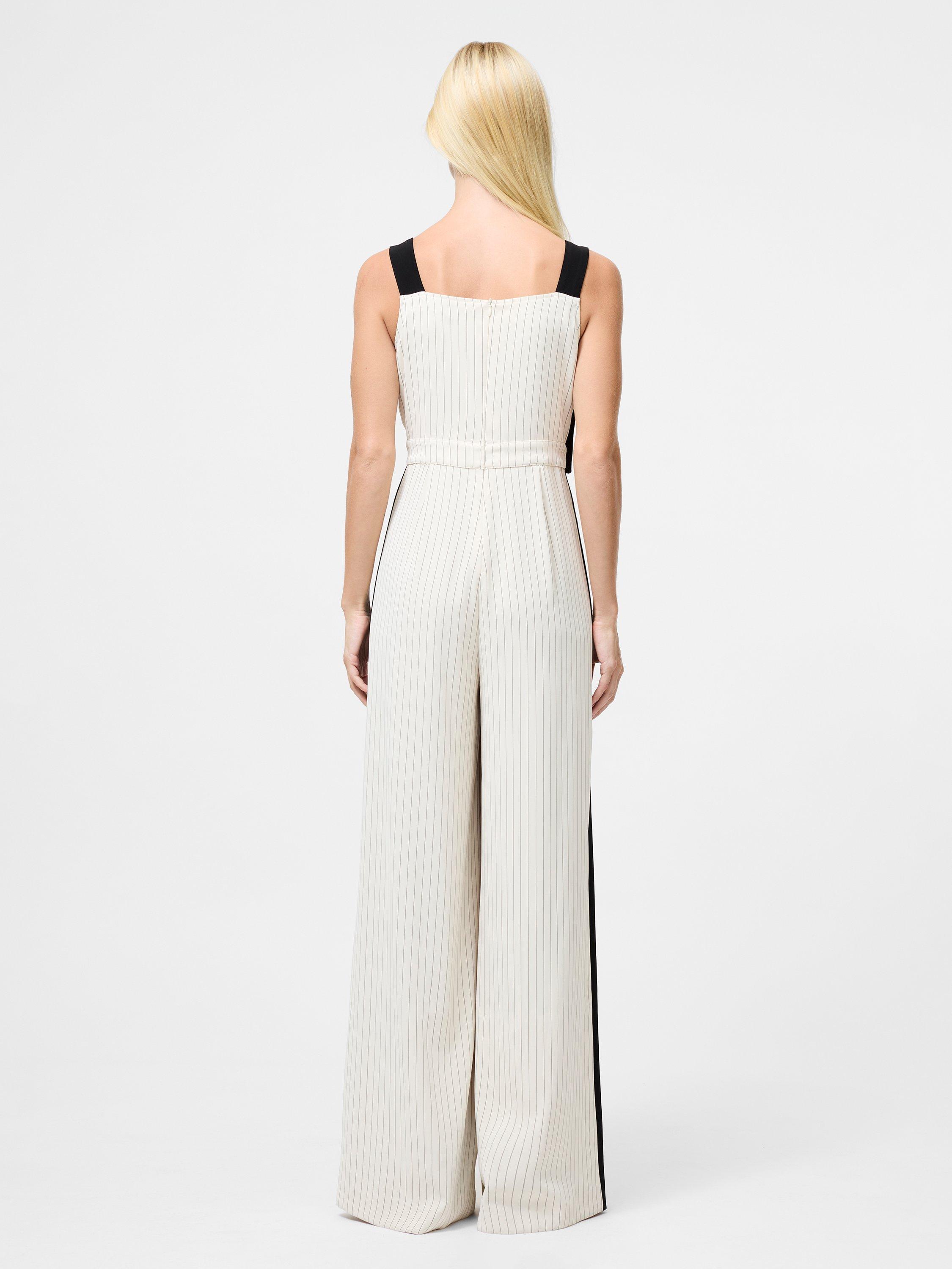 Product image 4 of 5, which shows French Connection Mara Vinnie Pinstripe Suiting Jumpsuit, White/Multi, 6