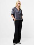 French Connection Blaine Hammered Satin Shirt, Graphite