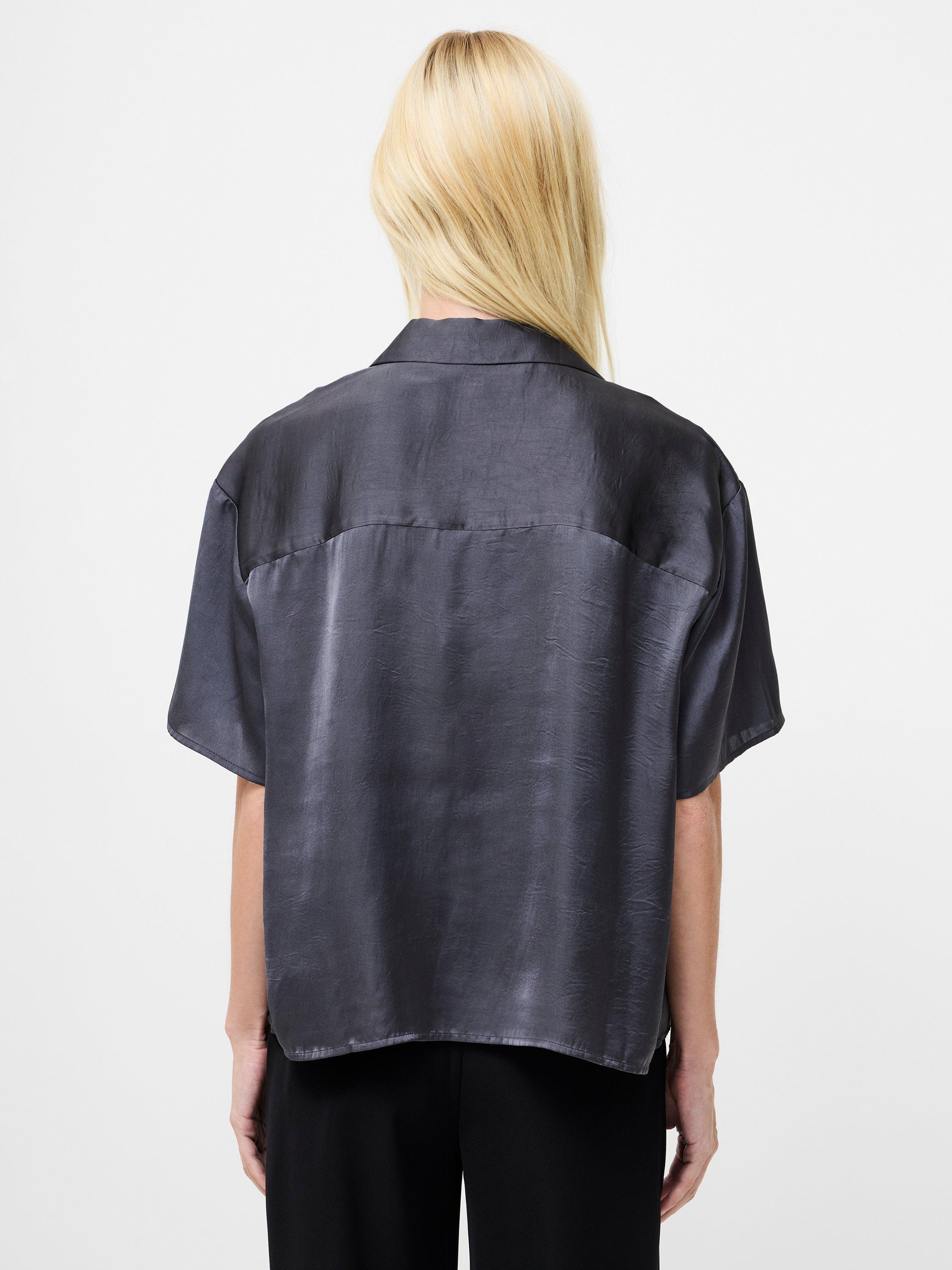 Product image 3 of 4, which shows French Connection Blaine Hammered Satin Shirt, Graphite, 8
