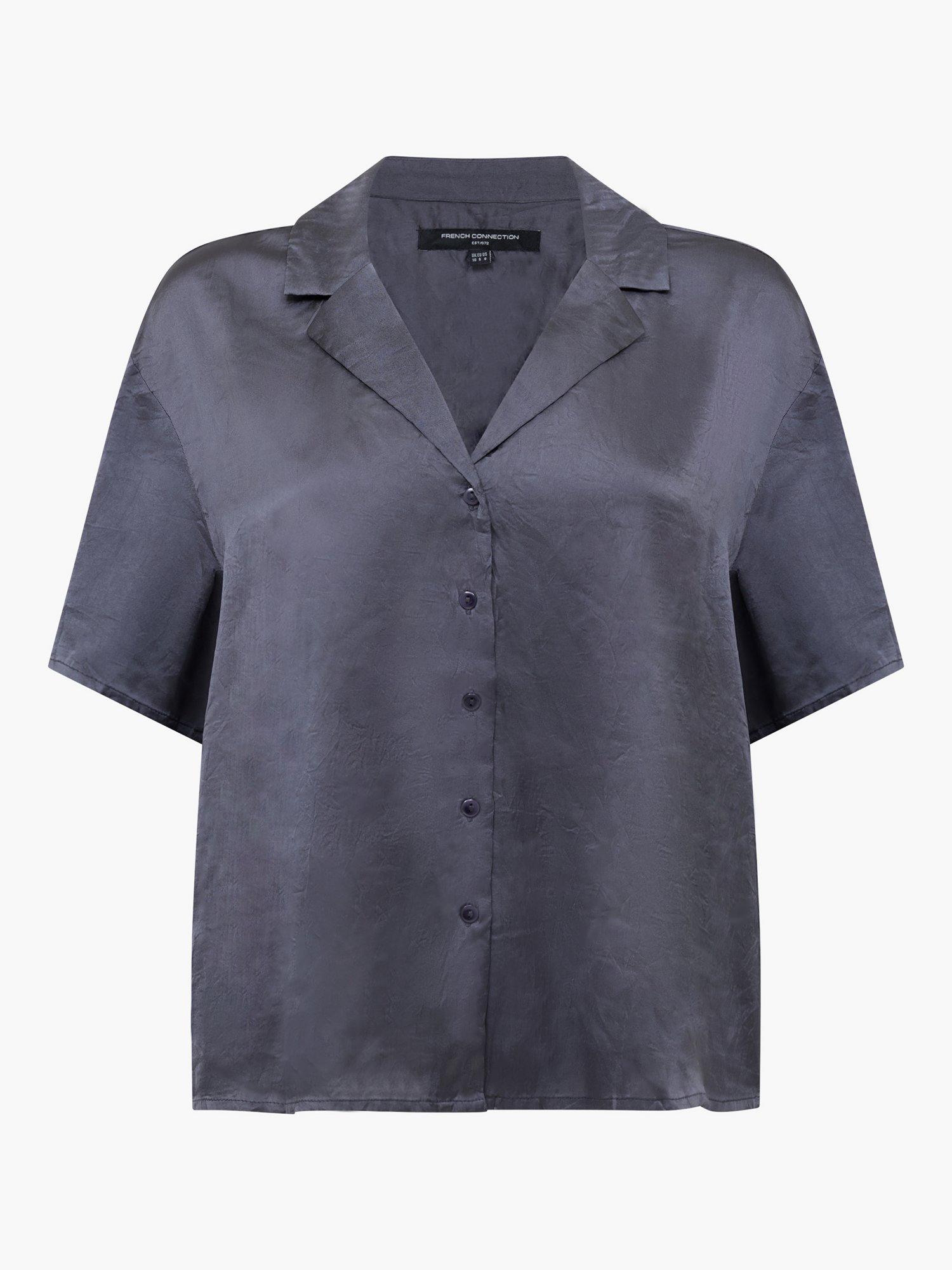 Product image 4 of 4, which shows French Connection Blaine Hammered Satin Shirt, Graphite, 8