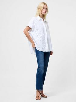 French Connection Cambria Cotton Half Lace Short Sleeve Shirt - view 2, Linen White