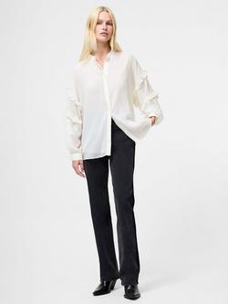 French Connection Emina Chiffon Embroidered Long Sleeve Shirt - view 2, Porcelain Cream