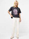 French Connection Belle Fleurs Graphic T-Shirt, Graphite/Rose Pink