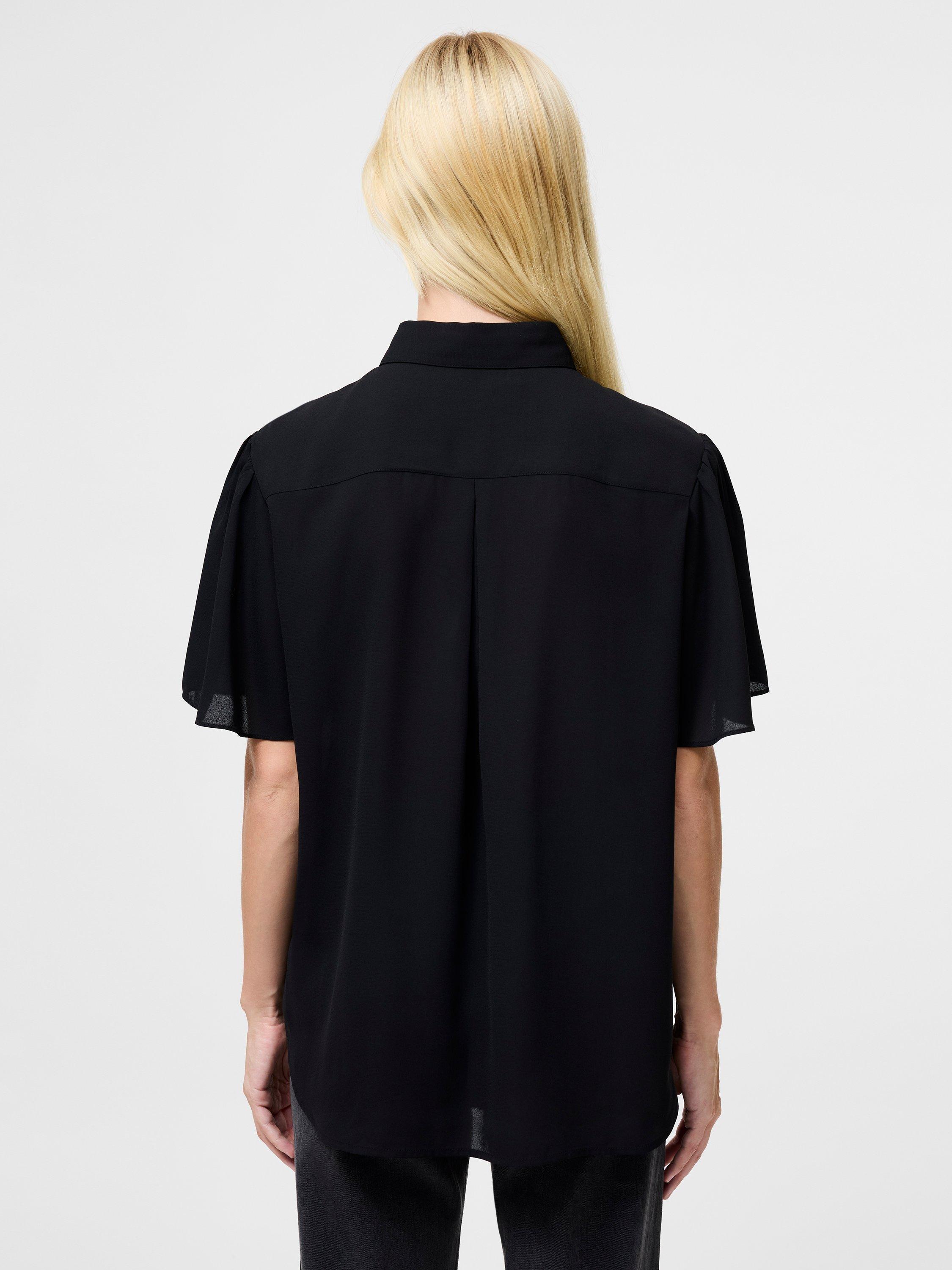 Product image 4 of 5, which shows French Connection Mila Flutter Sleeve Shirt, Black, 8