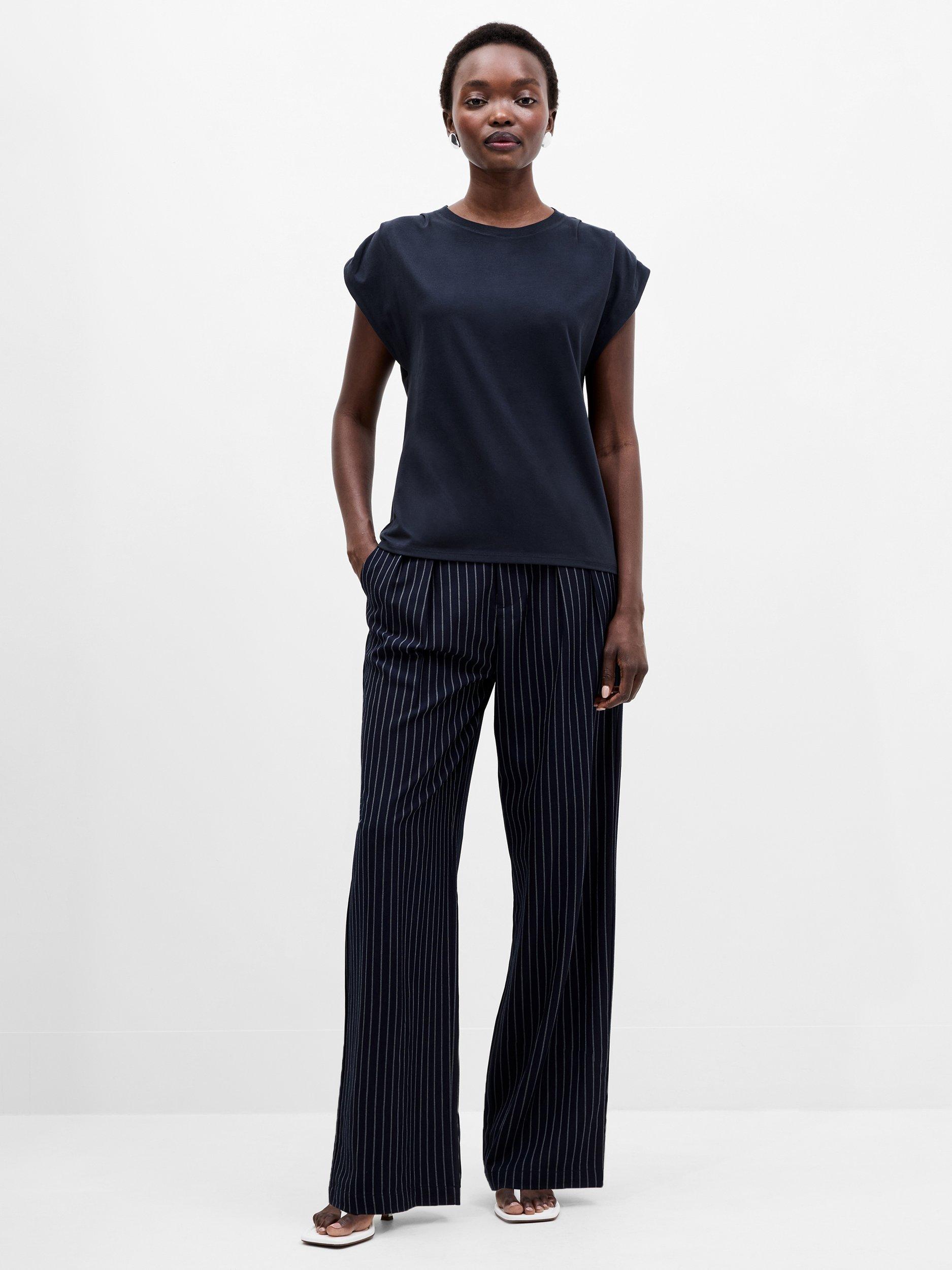 Product image 3 of 5, which shows French Connection Rallie Shoulder Pad Tank Top, Navy, XS