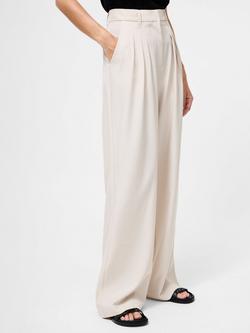 French Connection Imola Tailored Triple Pleat Wide Leg Trousers, Sandshell