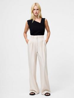 French Connection Imola Tailored Triple Pleat Wide Leg Trousers - view 2, Sandshell