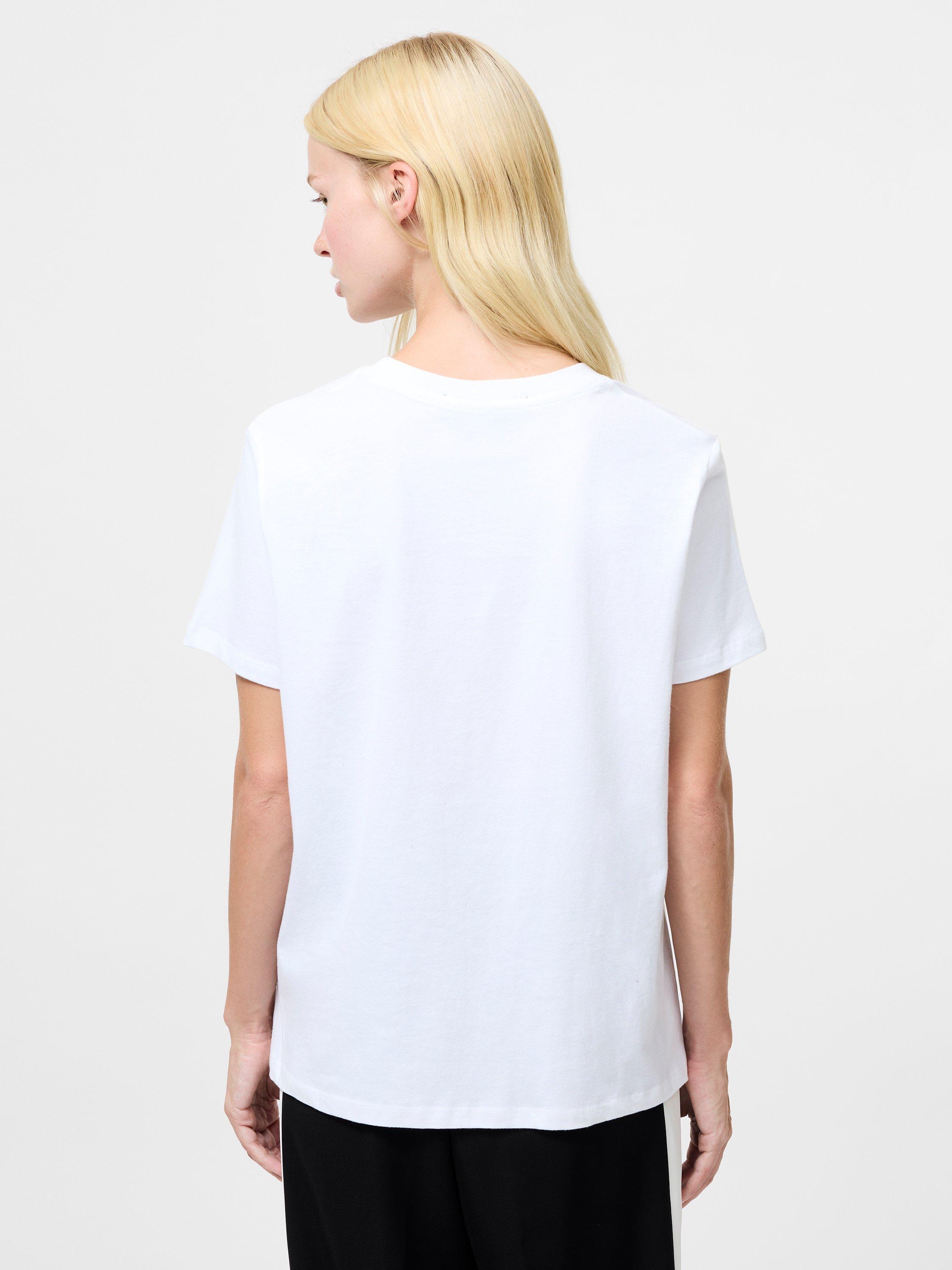 Product image 4 of 5, which shows French Connection Cotton Rose Print Graphic T-Shirt, White/Black, S