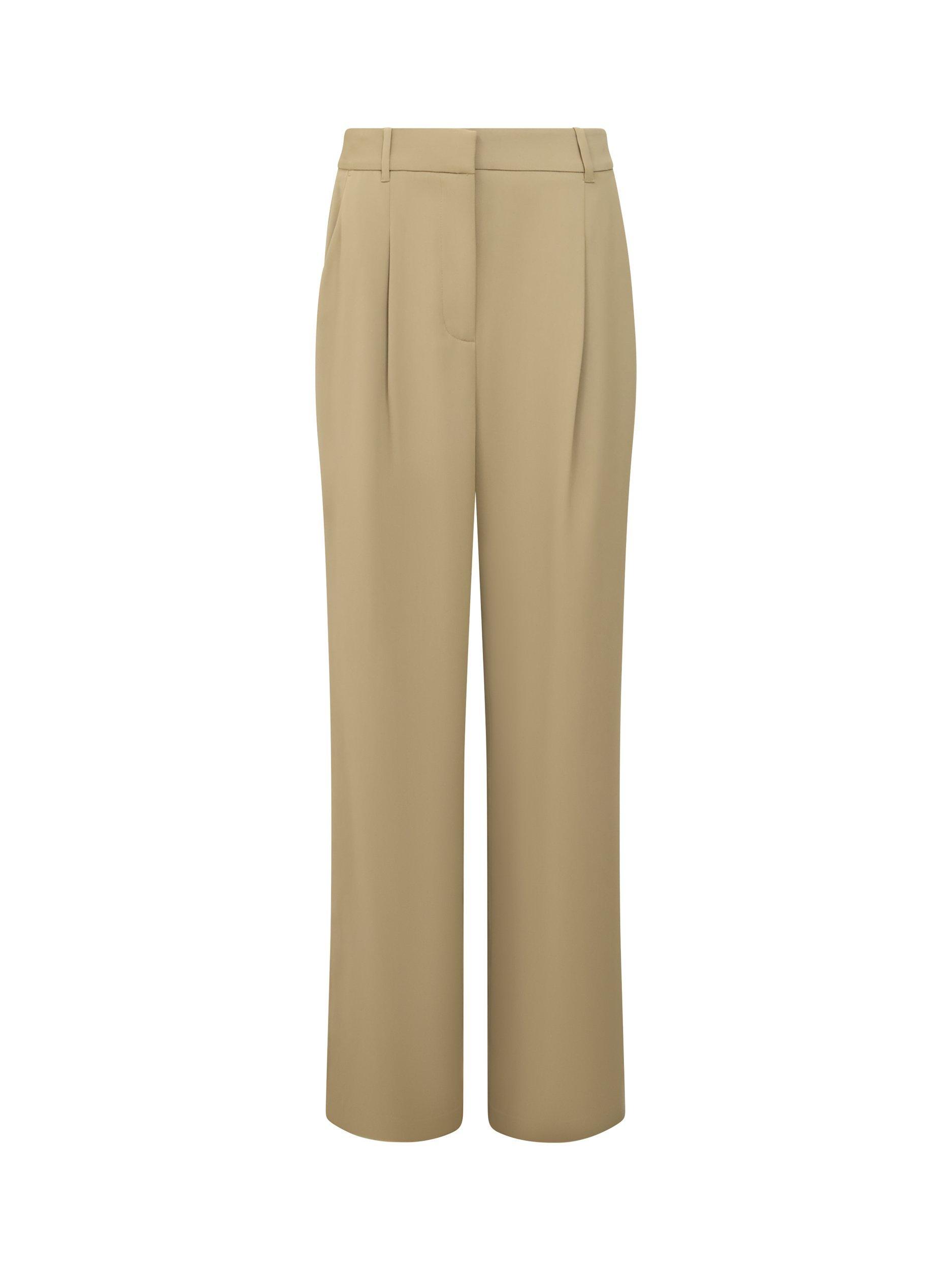 Product image 1 of 1, which shows French Connection Vinnie Suiting Pleated Trousers, Washed Khaki, 8
