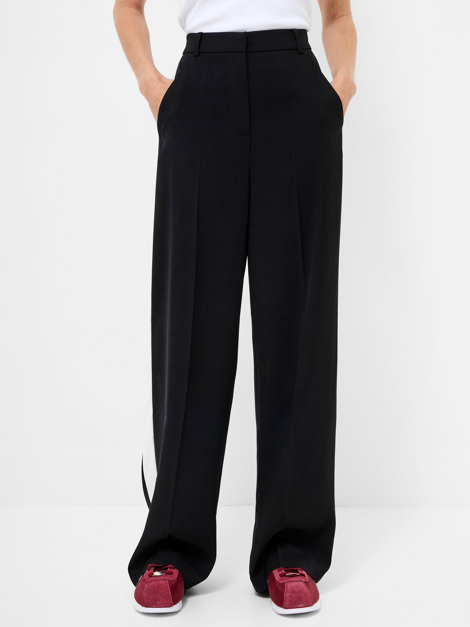 Product image 4 of 5, which shows French Connection Vinnie Side Stripe Trousers, Black/Porcelain Cream, 8