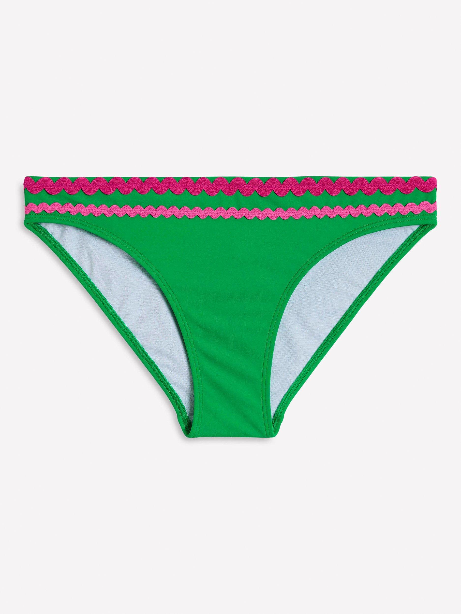 Product image 5 of 6, which shows Boden Porto Ric Rac Bikini Bottoms, Bright Green, 8