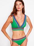 Boden Porto Ric Rac Trim Bikini Top, Bright Green/Multi