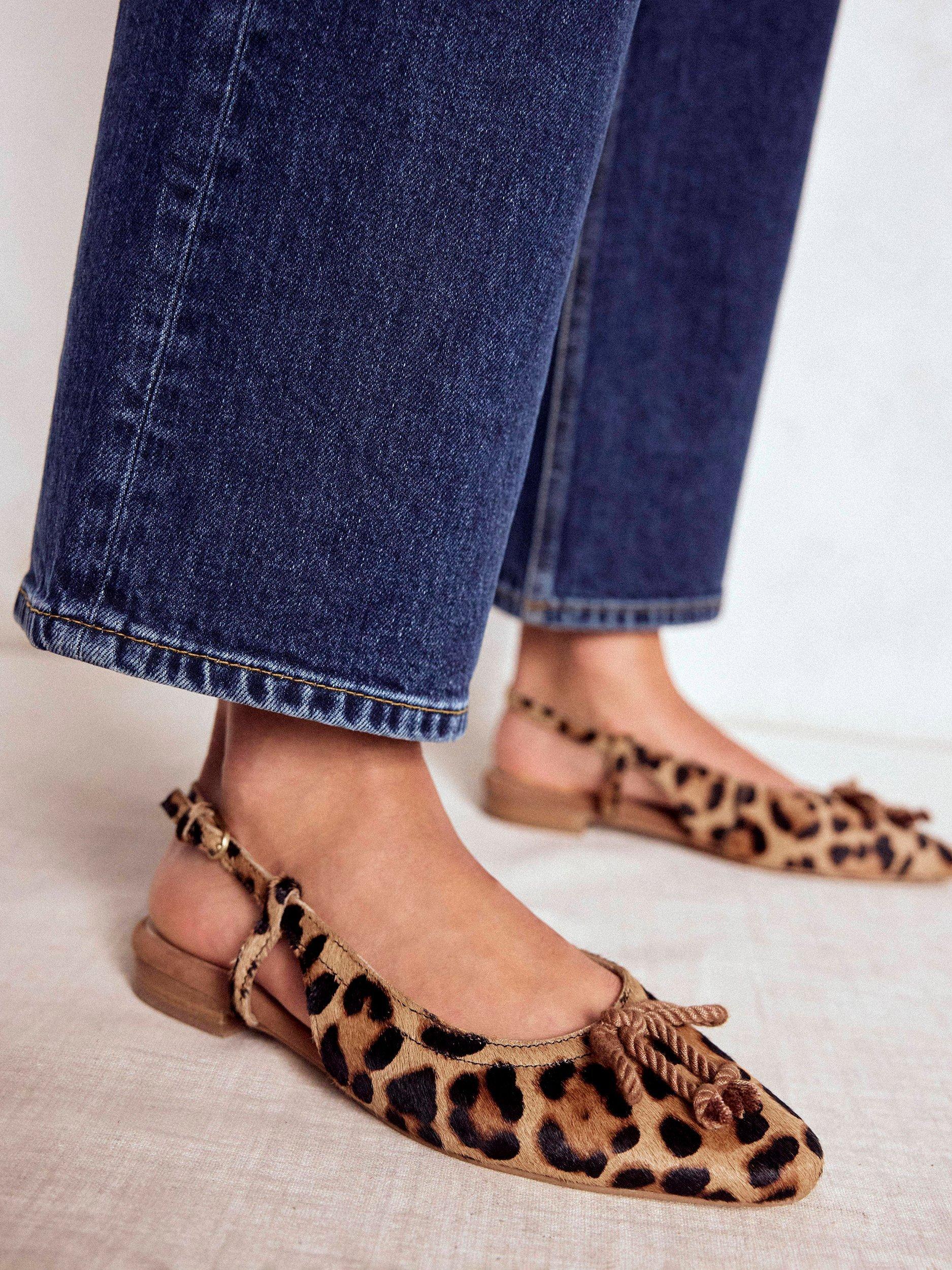 Product image 5 of 5, which shows Boden Easy Leopard Slingback Flats, Brown/Multi, 4