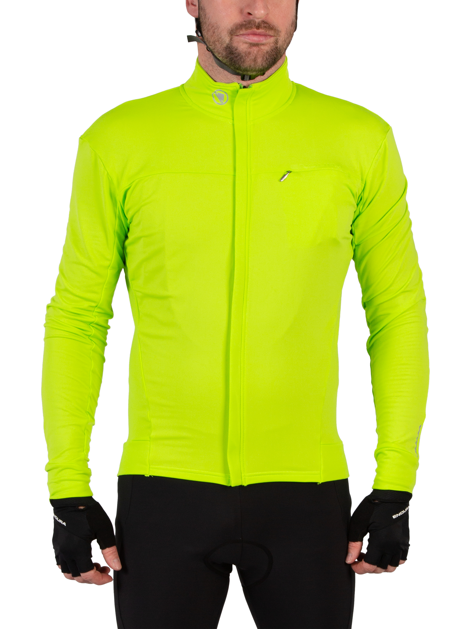 Product image 1 of 4, which shows Endura Men's Xtract Roubaix Long Sleeve Sports Jacket, Yv Hi-viz Yellow, M