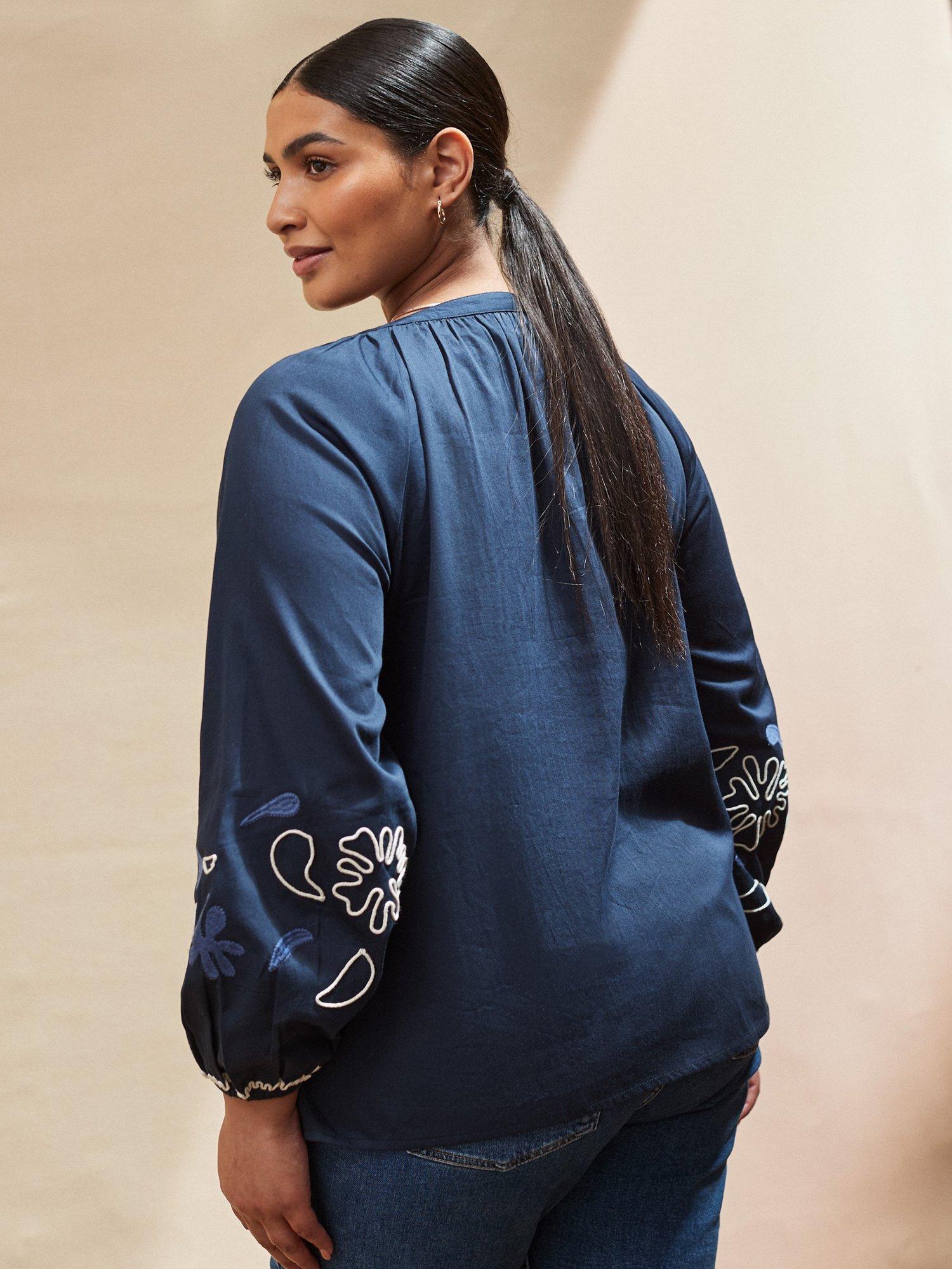 Product image 3 of 3, which shows Live Unlimited Curve Embroidered Sleeve Top, Blue, 12