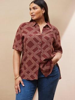 Live Unlimited Curve Geometric Short Sleeve Shirt, Brown, Brown