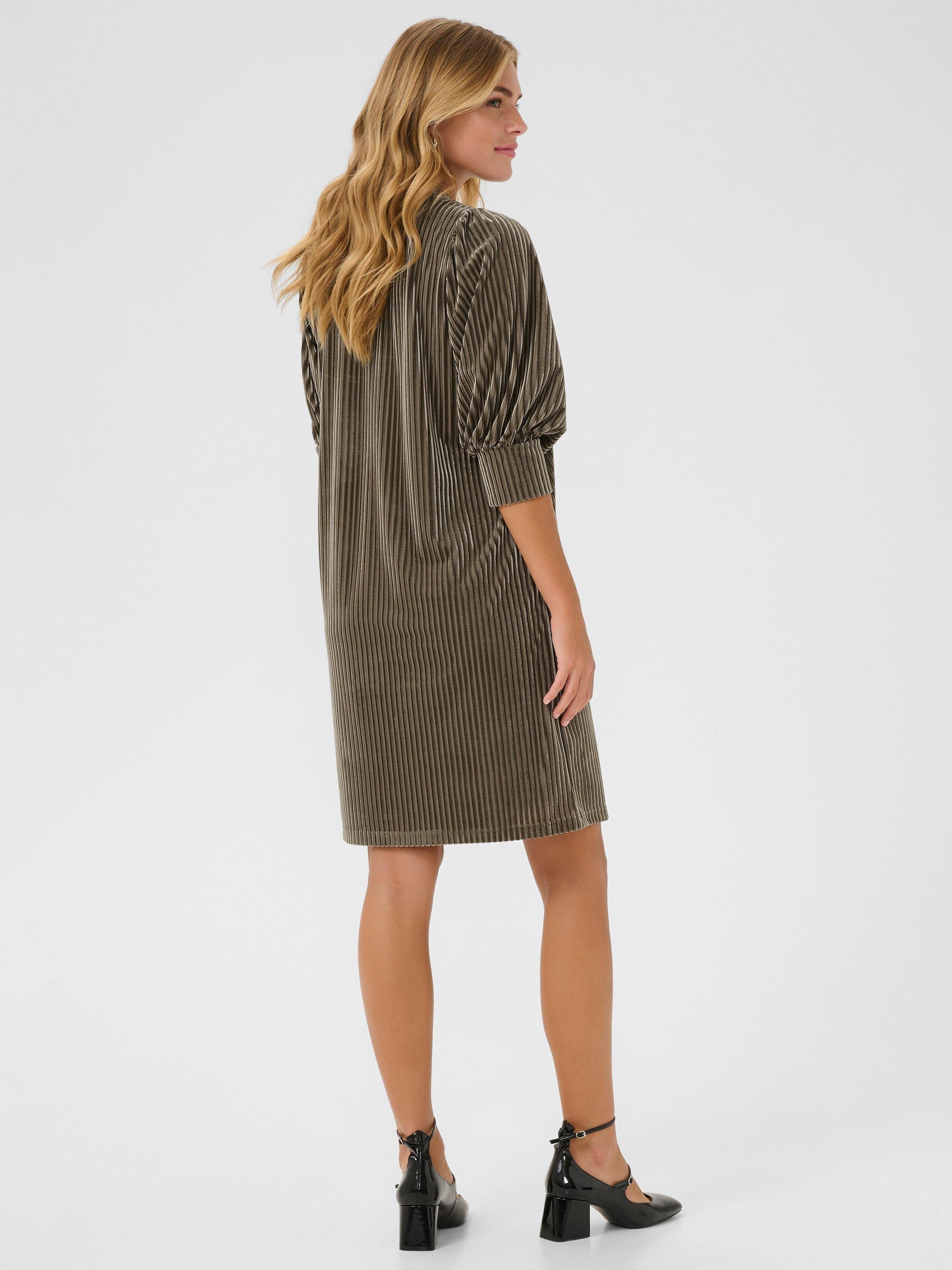 Product image 2 of 6, which shows KAFFE Ribbed Knee Length Dress, Morel, XS