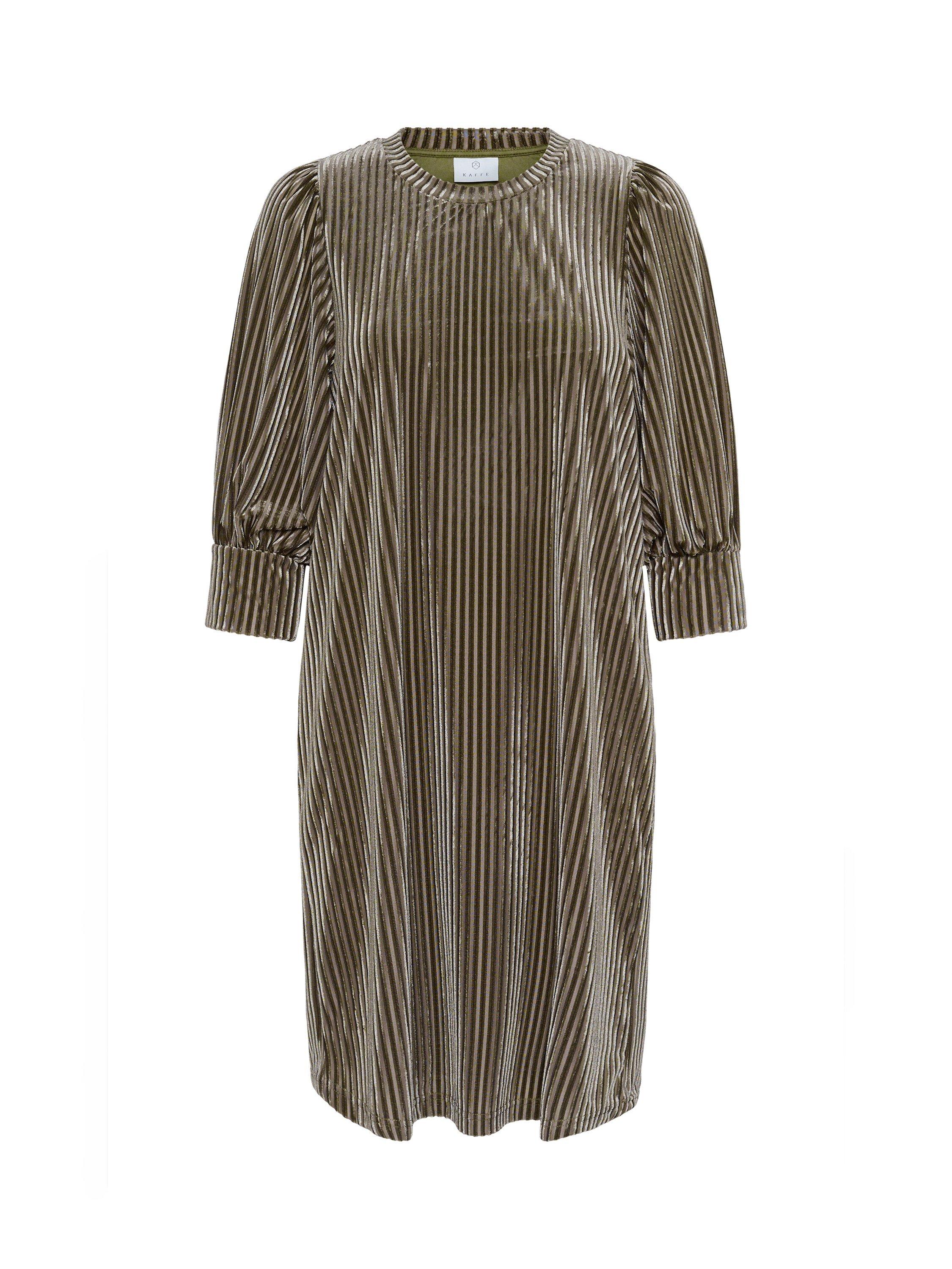 Product image 5 of 6, which shows KAFFE Ribbed Knee Length Dress, Morel, XS