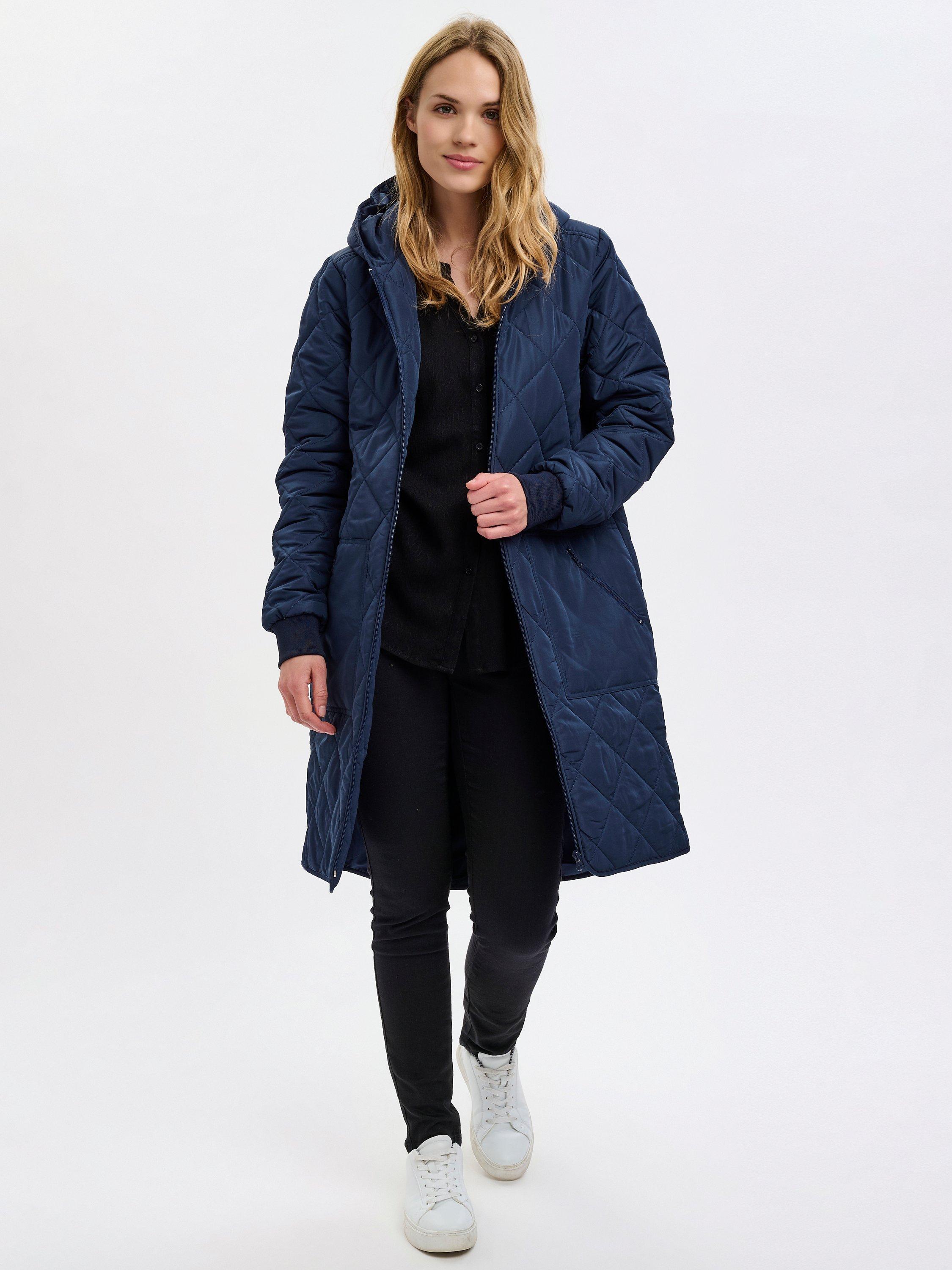 Product image 3 of 6, which shows KAFFE Tilla Quilted Coat, Midnight Marine, XS