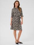 KAFFE Dina Short Sleeve Knee Length Abstract Print Shirt Dress, Black/Multi