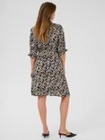 KAFFE Dina Short Sleeve Knee Length Abstract Print Shirt Dress, Black/Multi