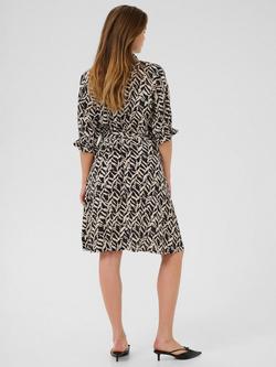 KAFFE Dina Short Sleeve Knee Length Abstract Print Shirt Dress, Black/Multi - view 2, Black/Multi