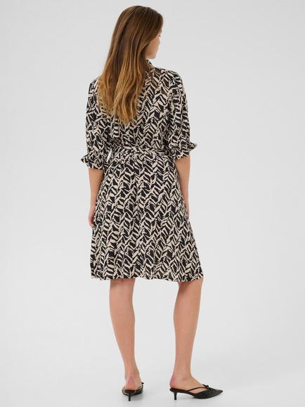 KAFFE Dina Short Sleeve Knee Length Abstract Print Shirt Dress, Black/Multi - view 2, Black/Multi