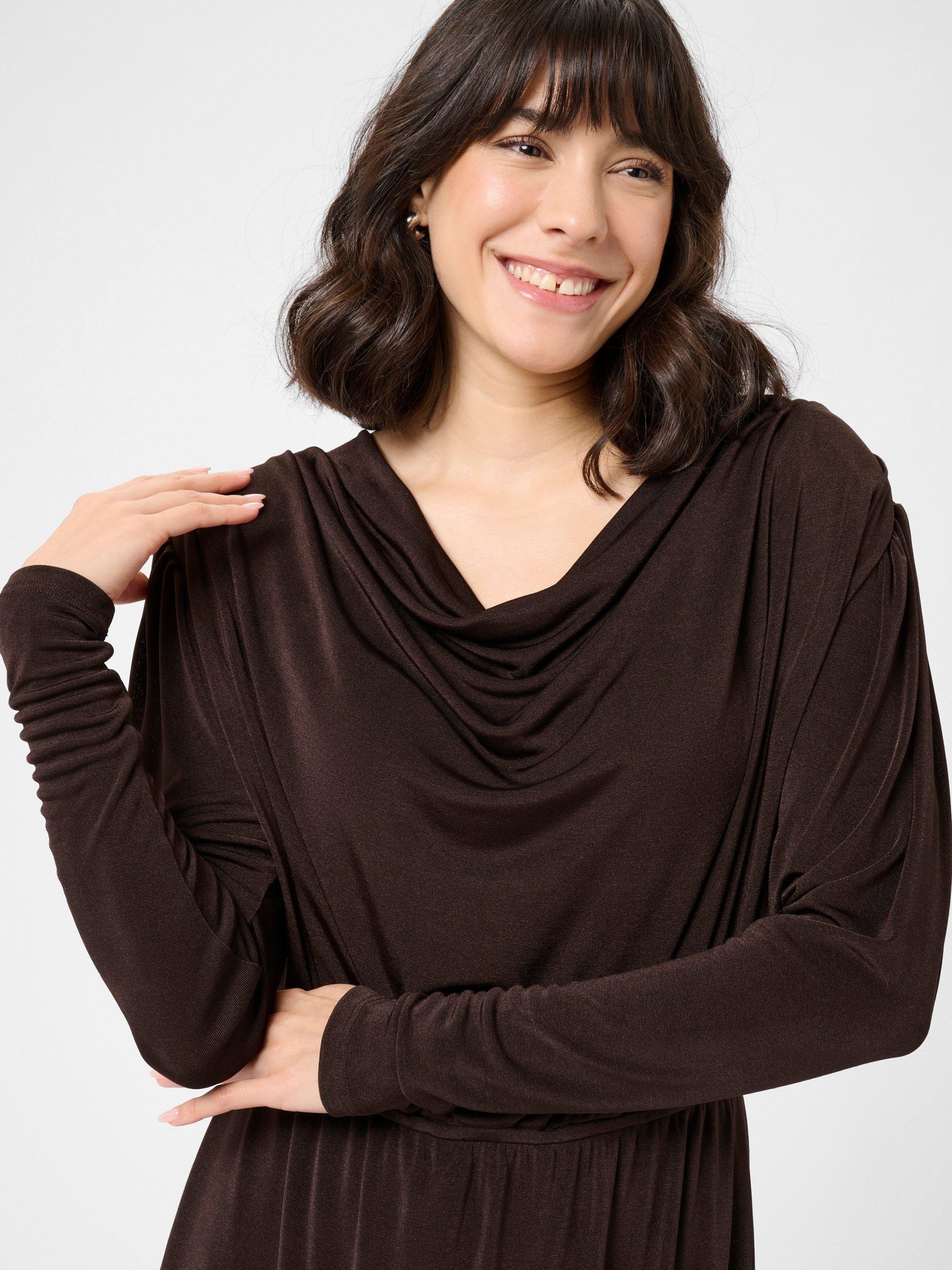 Product image 3 of 5, which shows KAFFE Gina Jersey Midi Dress, Black Coffee, XS