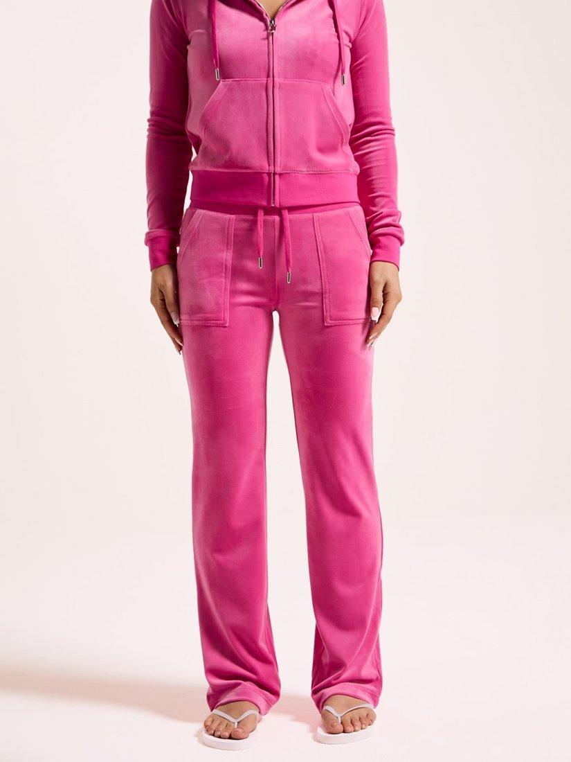 Product image 1 of 4, which shows Juicy Couture Del Ray Velour Joggers, Very Berry, XS