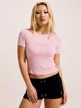 Juicy Couture Diamante Logo Sheer T-Shirt, Juicy Pink