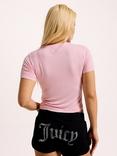 Juicy Couture Diamante Logo Sheer T-Shirt, Juicy Pink