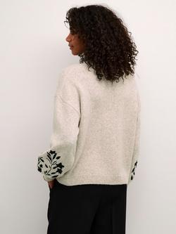 KAFFE Lisette Embellished Sleeve Jumper, Grey/Multi - view 2, Grey/Multi