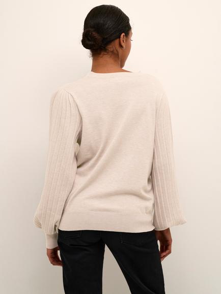 KAFFE Lone Fine Knit Jumper, Natural Beige - view 2, Natural Beige