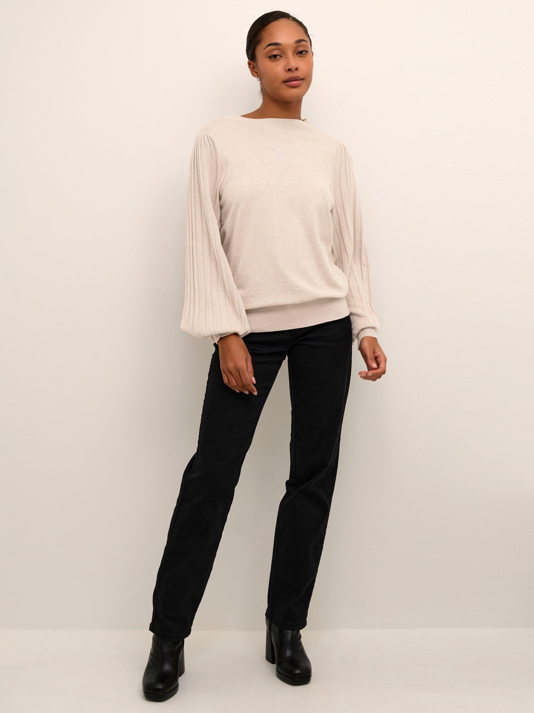 Product image 3 of 6, which shows KAFFE Lone Fine Knit Jumper, Natural Beige, XS