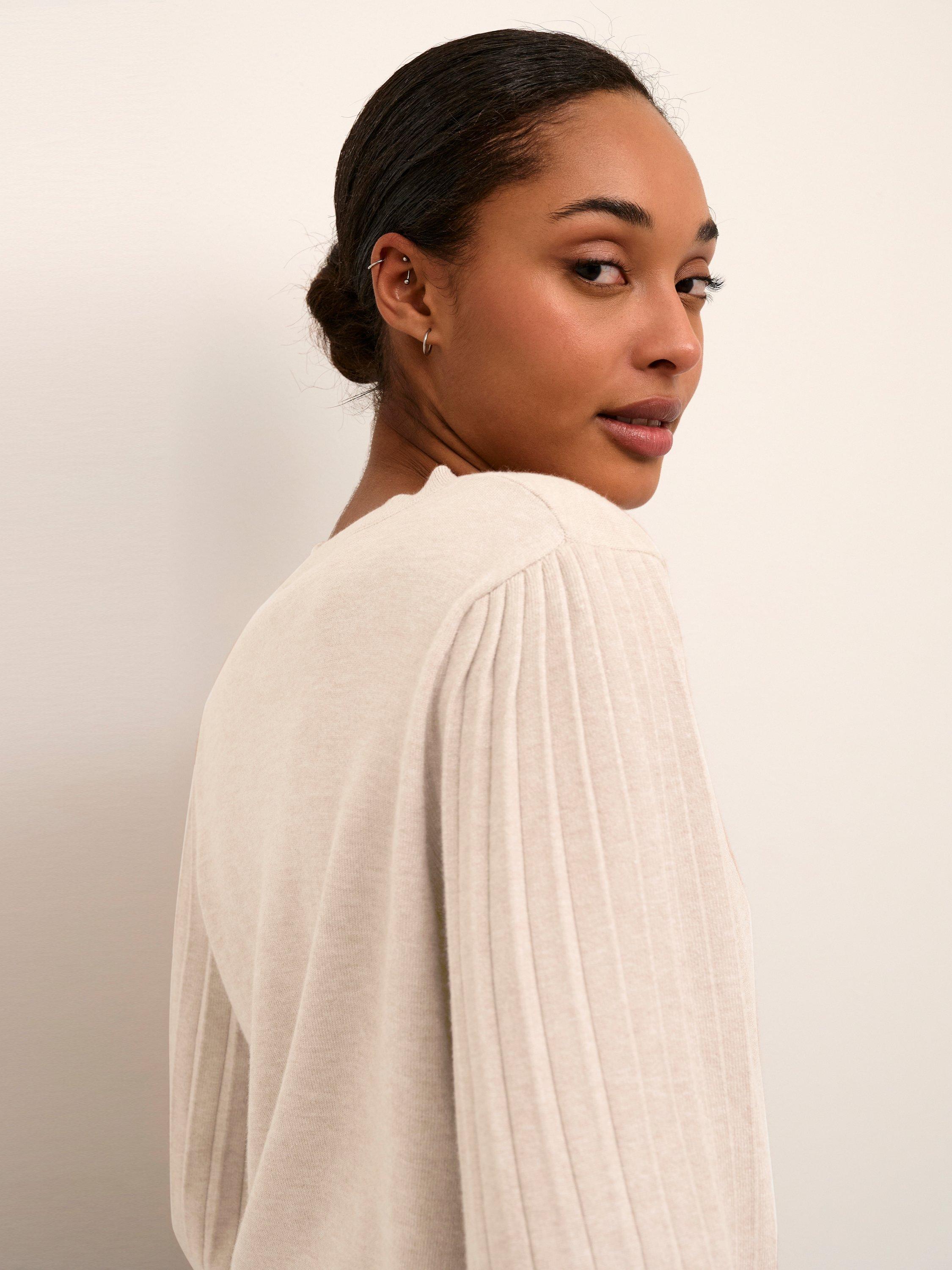 Product image 4 of 6, which shows KAFFE Lone Fine Knit Jumper, Natural Beige, XS