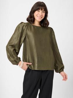 KAFFE Rizz Crinkle Blouse, Mid Green, Mid Green