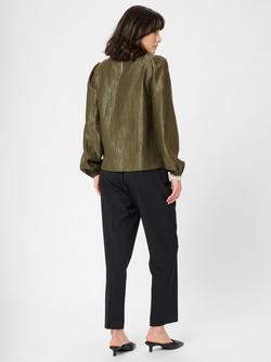 KAFFE Rizz Crinkle Blouse, Mid Green - view 2, Mid Green