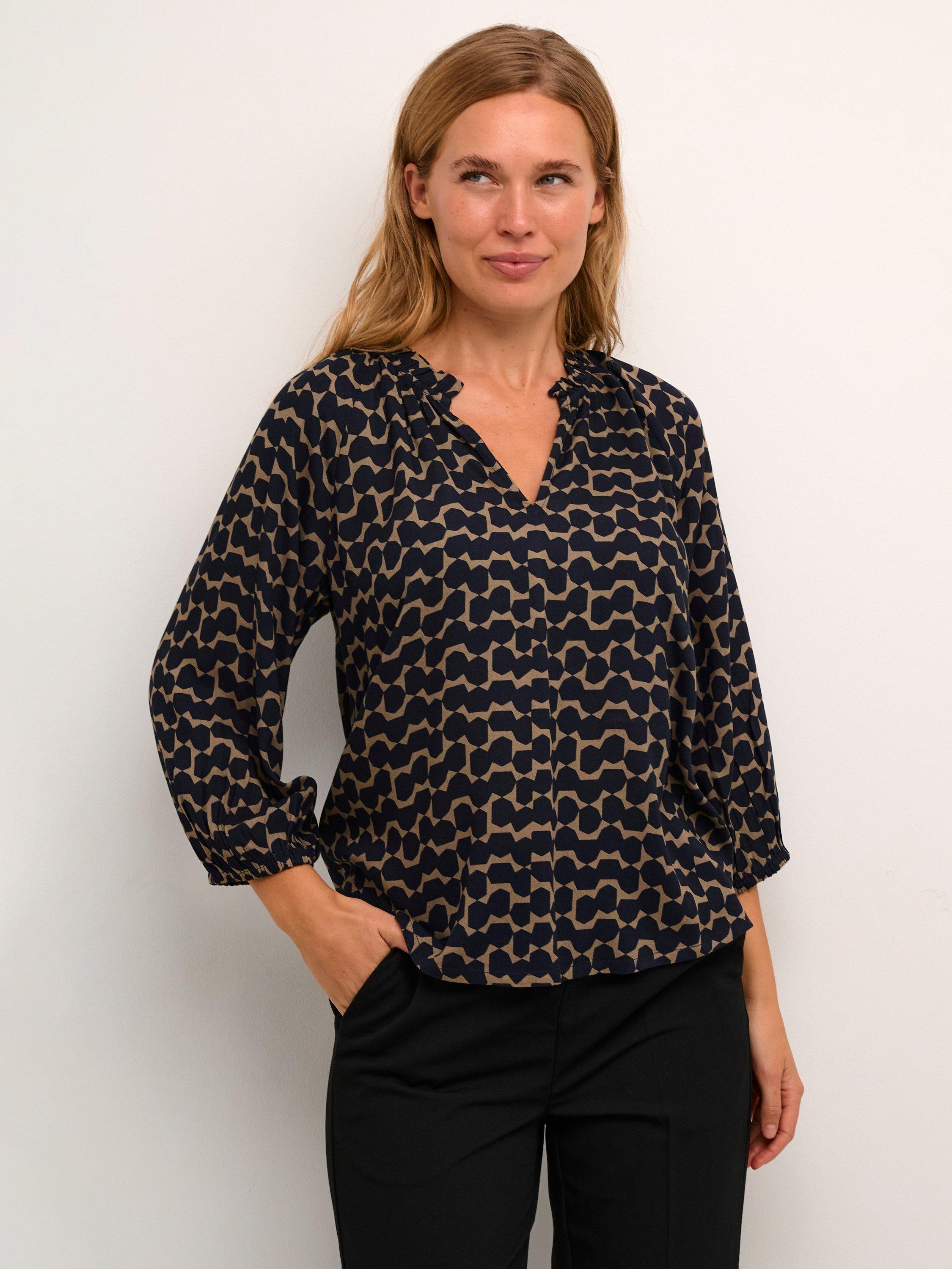 Product image 1 of 6, which shows KAFFE Sigrid Abstract Pattern Blouse, Multi, 8
