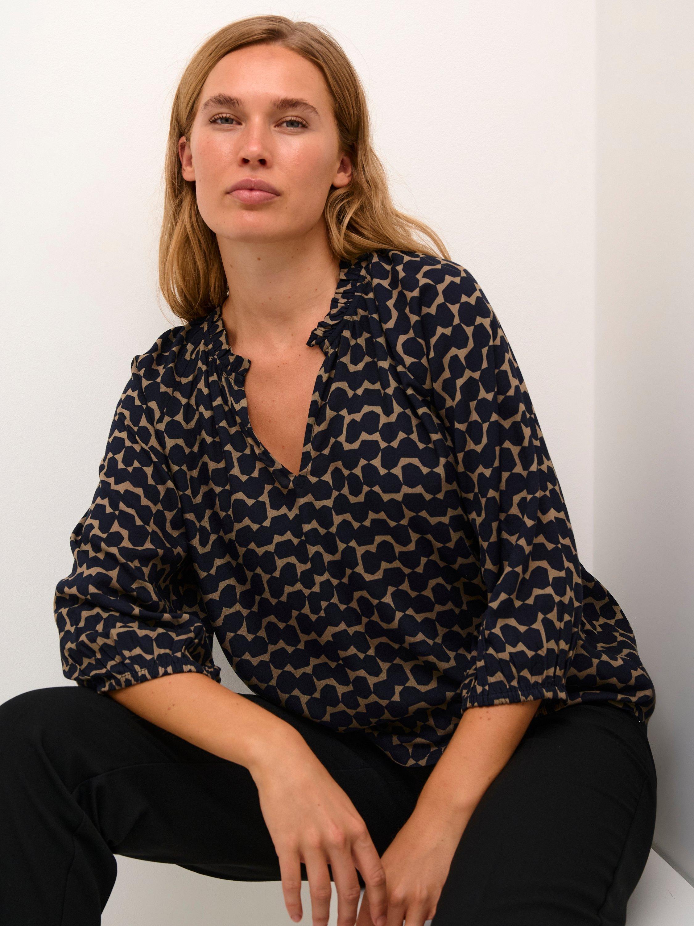 Product image 4 of 6, which shows KAFFE Sigrid Abstract Pattern Blouse, Multi, 8