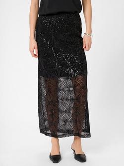 KAFFE Linna Embellished Straight Maxi Skirt, Black, Black