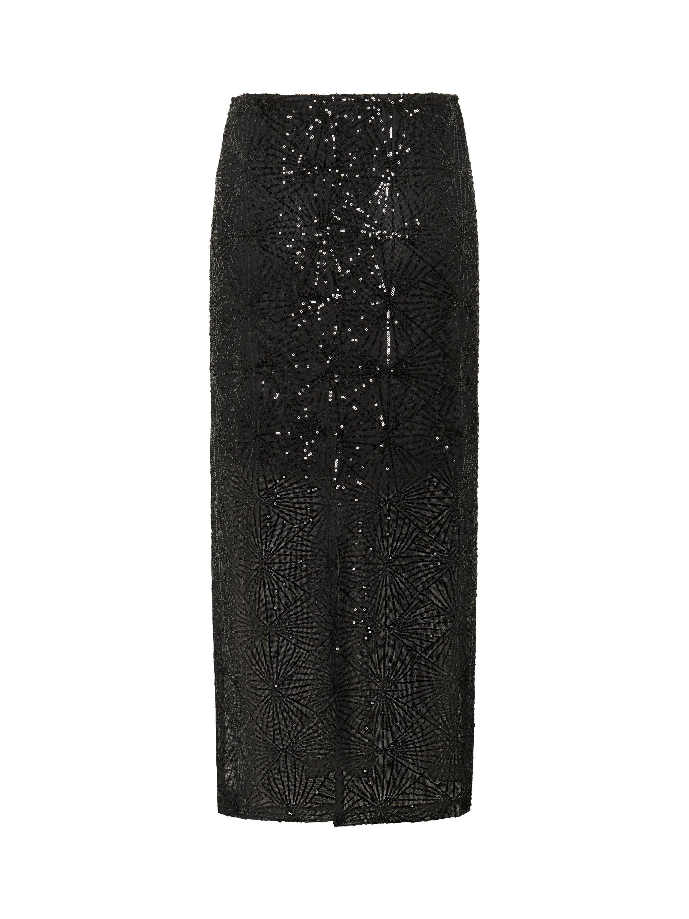 Product image 6 of 6, which shows KAFFE Linna Embellished Straight Maxi Skirt, Black, XS