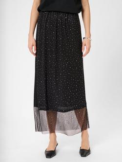 KAFFE Stinna Embellished A-Line Maxi Skirt, Black/Multi
