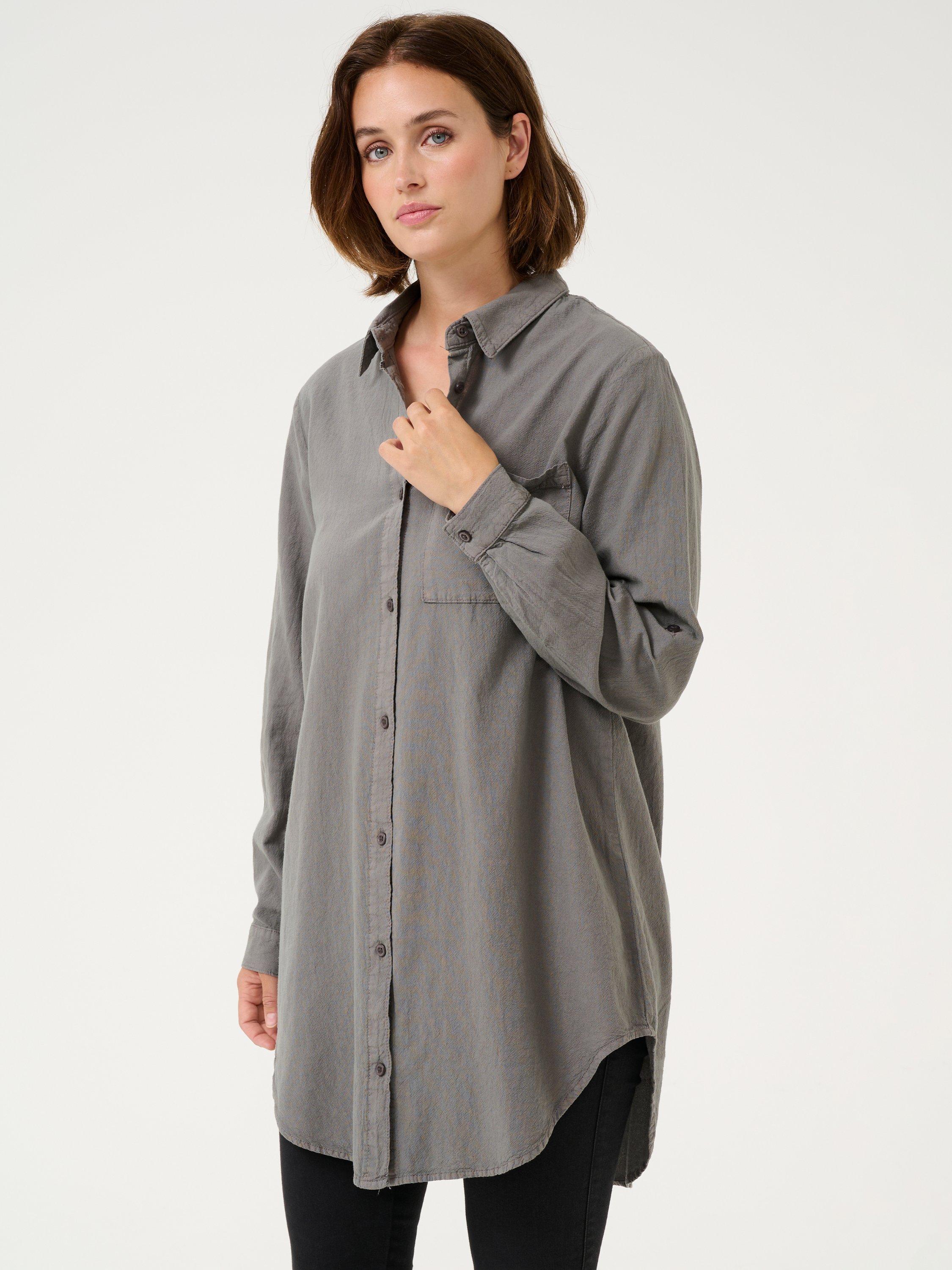 Product image 1 of 7, which shows KAFFE Naya Cotton Shirt, Mid Grey, 8