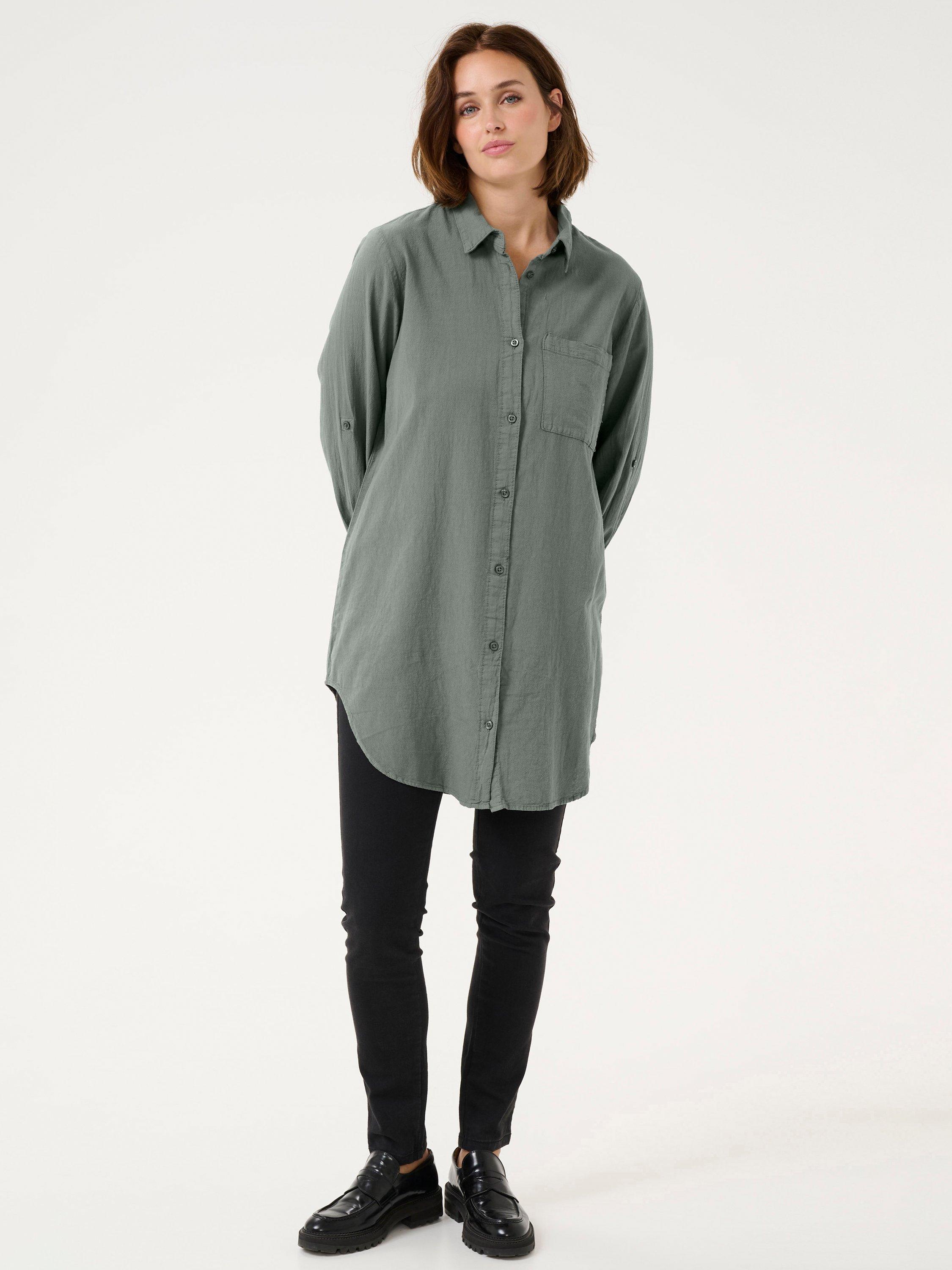 Product image 3 of 6, which shows KAFFE Naya Cotton Shirt, Balsam Green, 8