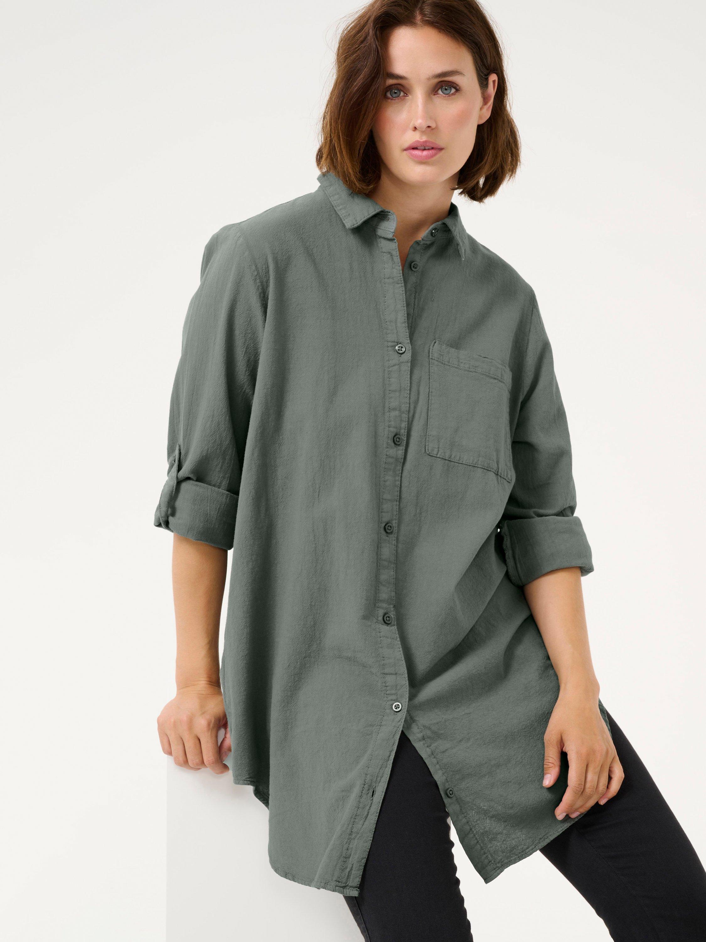 Product image 4 of 6, which shows KAFFE Naya Cotton Shirt, Balsam Green, 8