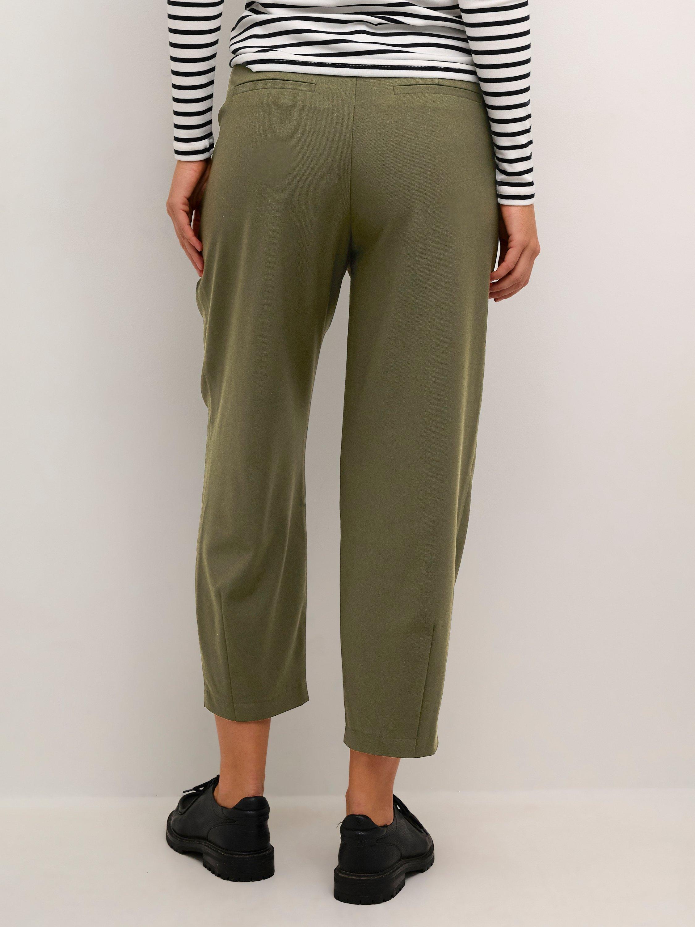 Product image 2 of 6, which shows KAFFE Merle Cropped Trousers, Mid Green, 8