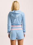 Juicy Couture Stripe Band Cropped Velour Hoodie, Powder Blue
