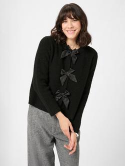 KAFFE May Embellished Bow Cardigan, Black, Black