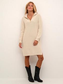 KAFFE Lioa Knit 1/2 Zip Dress, Sand Dollar, Sand Dollar